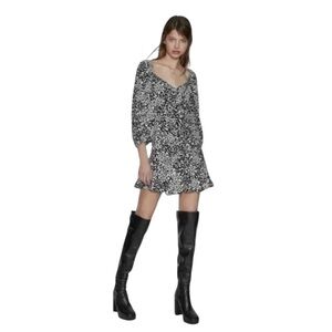 Zara Ruched Ruffle Floral Print Dress